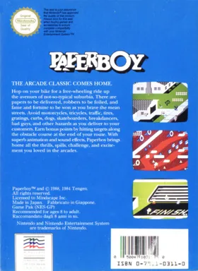 Paperboy (USA) box cover back